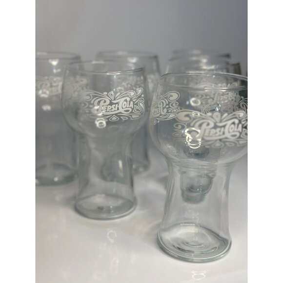 VTG Pepsi-Cola Drinking Glasses 6" Pop-Soda Retro Etched Glass (Set of 6) - Picture 2 of 6